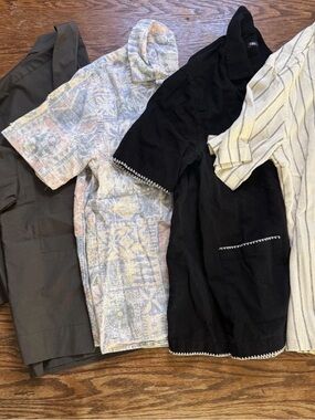 4 Zara Short-Sleeve Button-Front Shirts with Contrast Trim